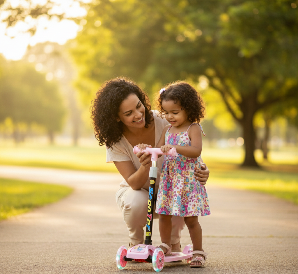 Patinete Infantil 3 Rodas LED Dobrável