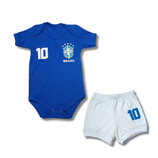 Body Bebê Brasil Temático Mesversário Kit 2 Peças 100% Algodão