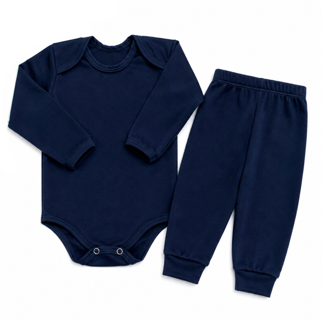Conjunto Térmico Peluciado para Bebê – Body Manga Longa e Calça Segunda Pele