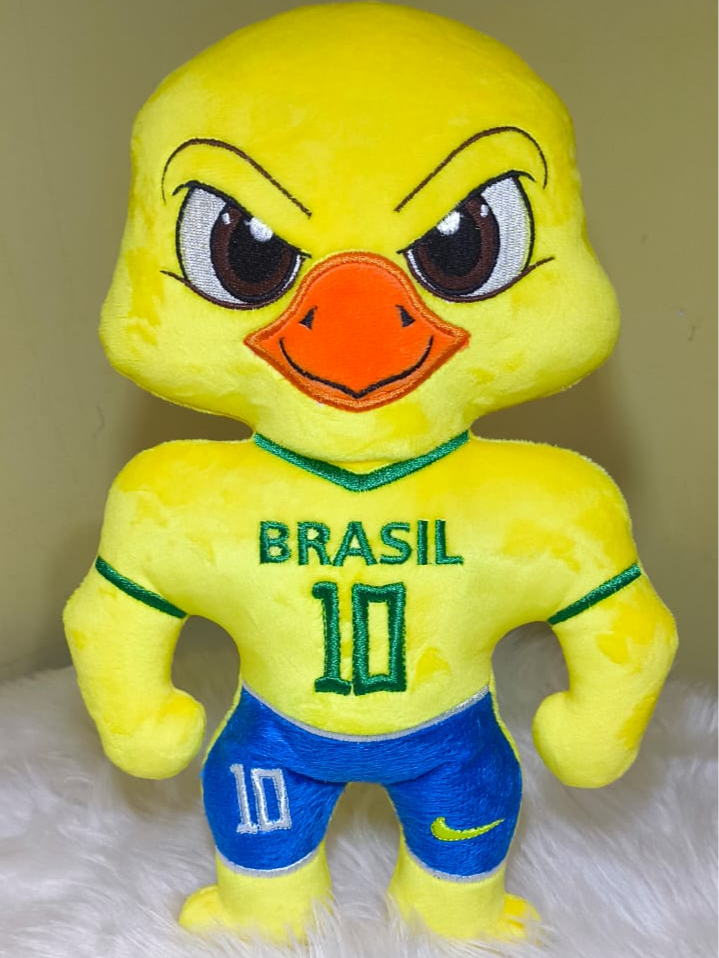 Brinquedo Boneco Pelúcia Canarinho Mascote Brasil Canarinho 30 cm Altura