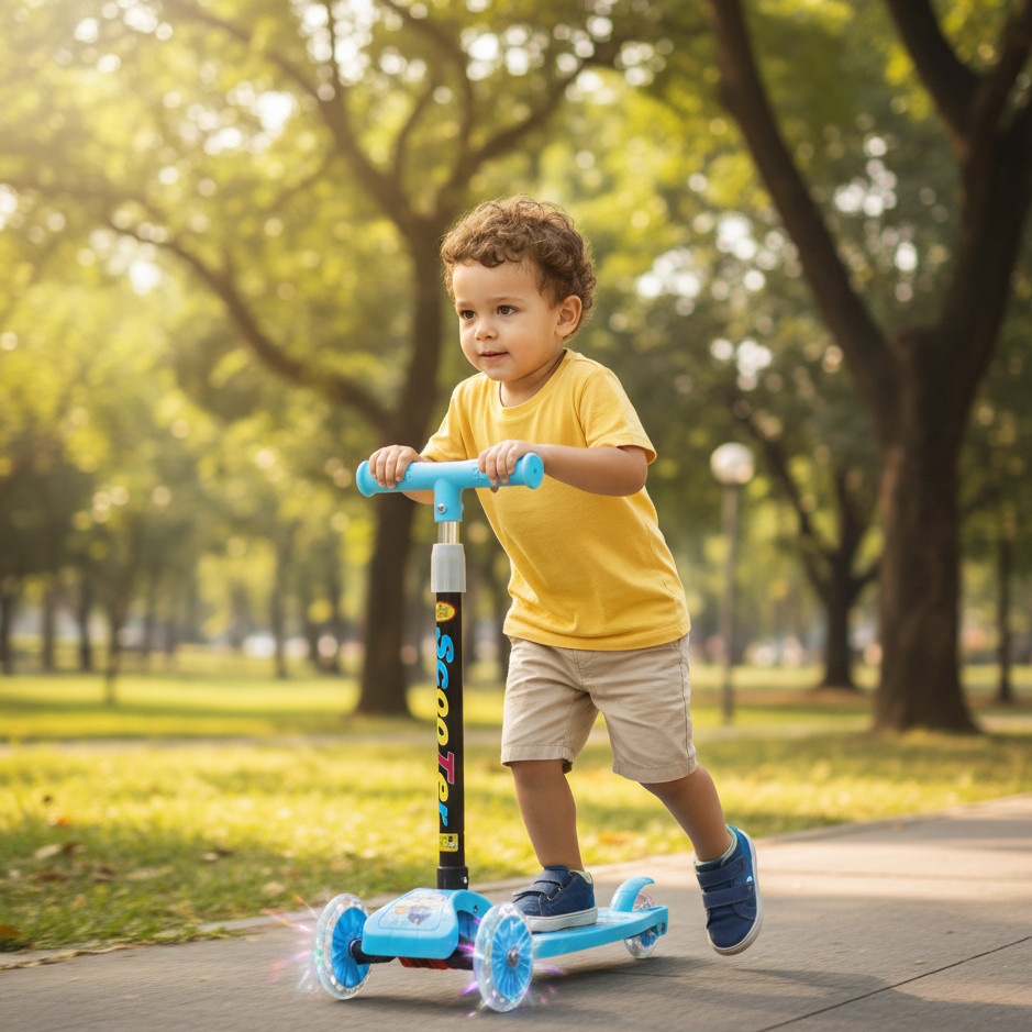 Patinete Infantil 3 Rodas LED Dobrável