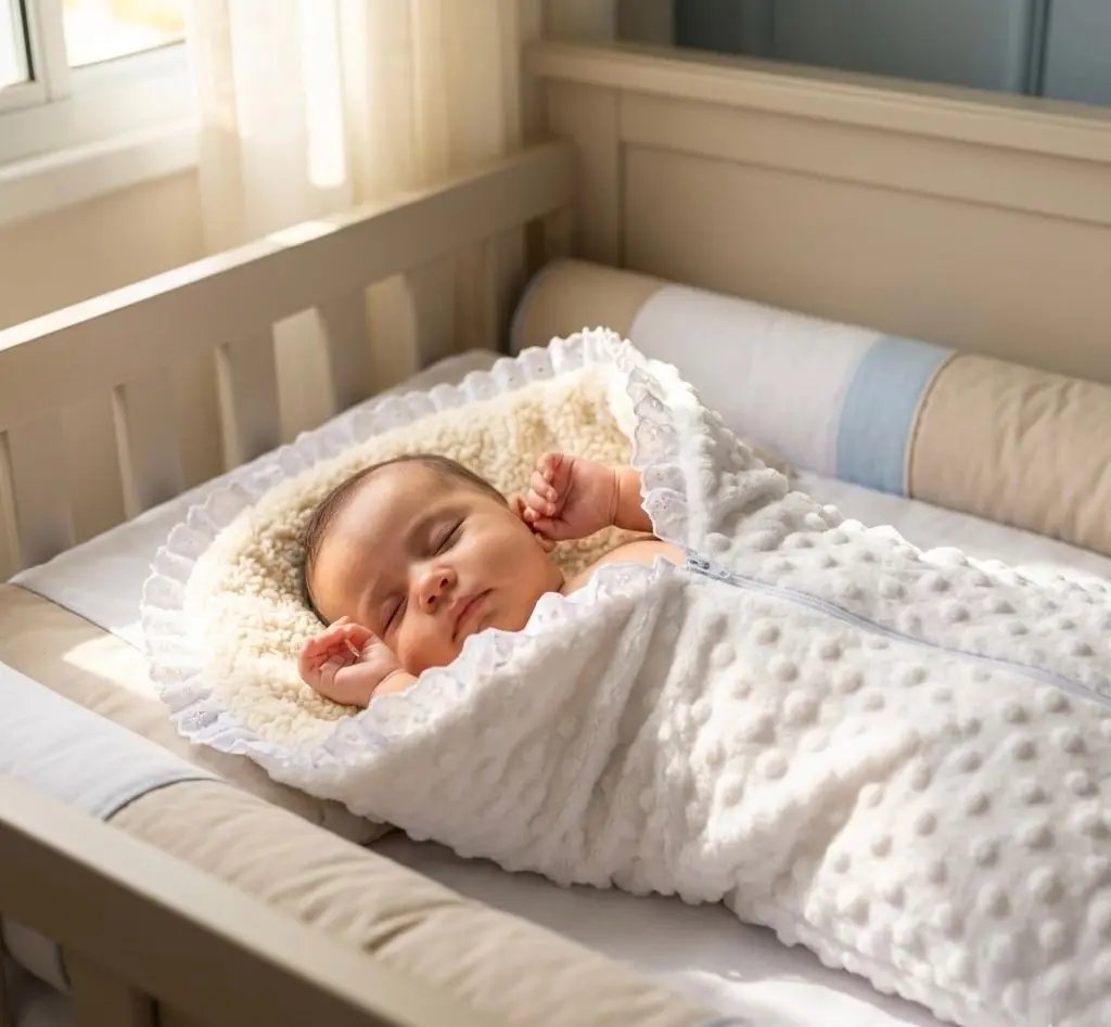 Saco de Dormir Bebê Sherpa Pipoquinha com Laise – Aconchego para Dias Frios
