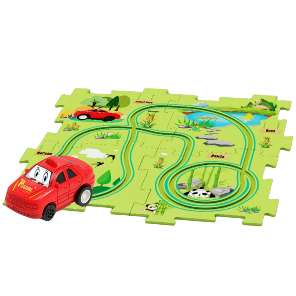 Brinquedo Aviãozinho com Pista Quebra-Cabeça