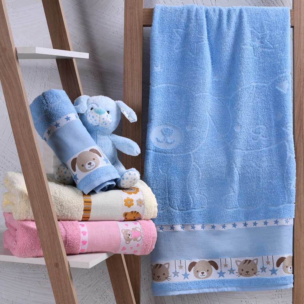 Kit 3 Toalhas de Banho Kids Infantil Para Bordar Ponto Cruz 100% Algodão