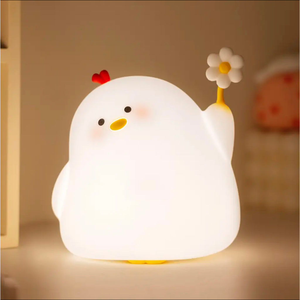 Luminária de Silicone Noturna Sensor De Toque Recarregável USB Panda pato Coelho pintainho Fofos Luz Quente Abajour
