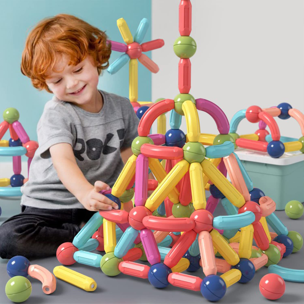Blocos de Montar Magnético Construção Bastãos e Bolas Brinquedo Educativo Infantil