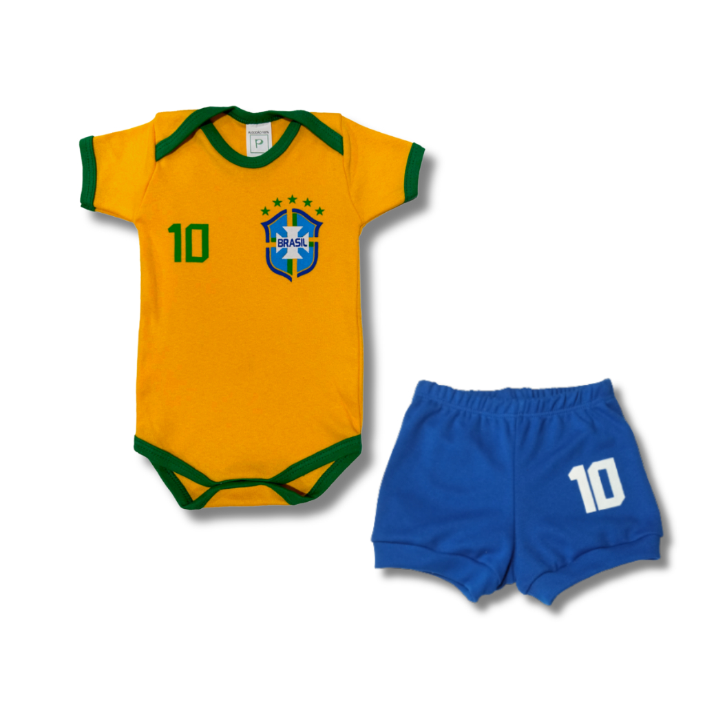 Body Bebê Brasil Temático Mesversário Kit 2 Peças 100% Algodão