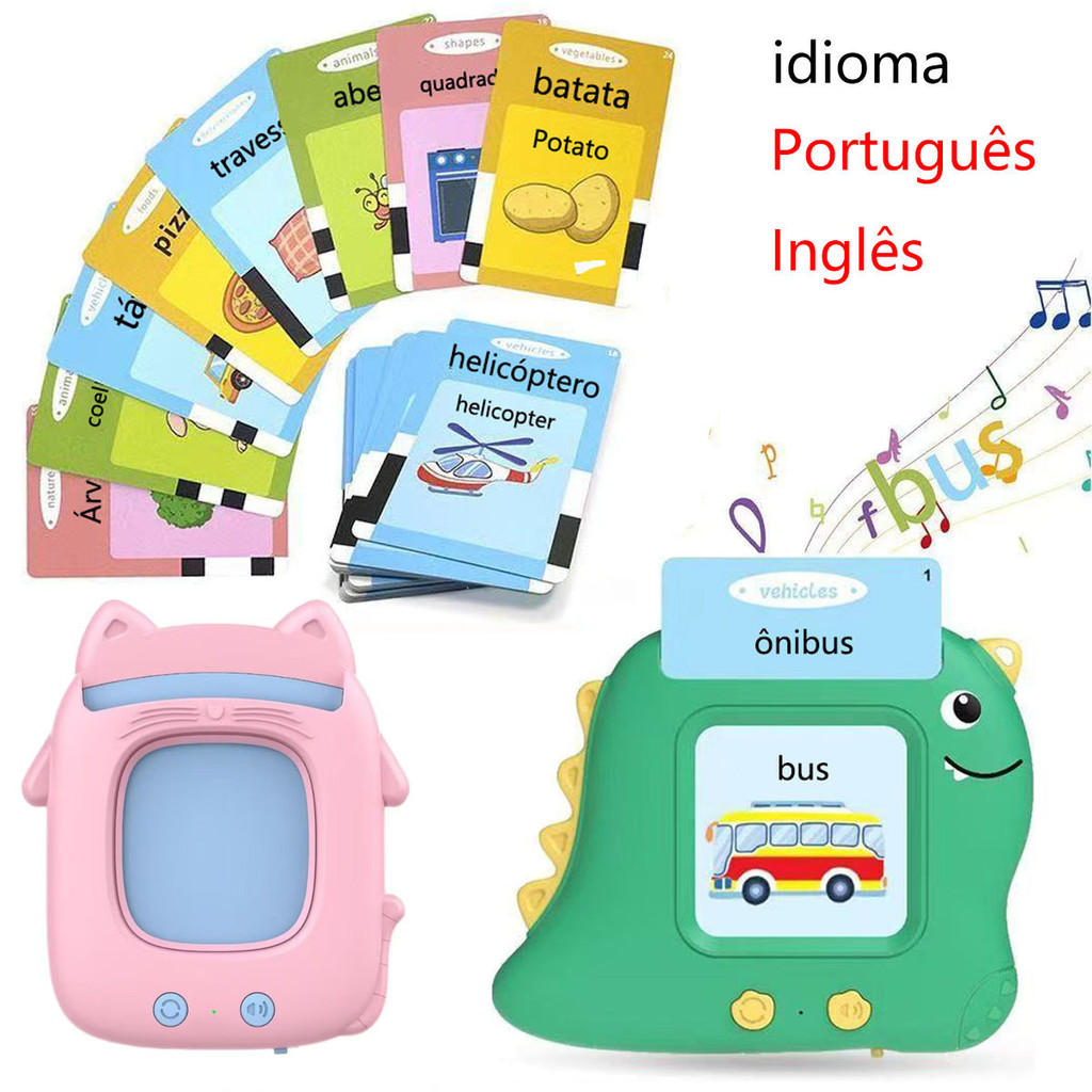 Pronúncia Portátil Máquina De Cartões De Aprendizagem Oral Kids Educational Toys（Português e Inglês）